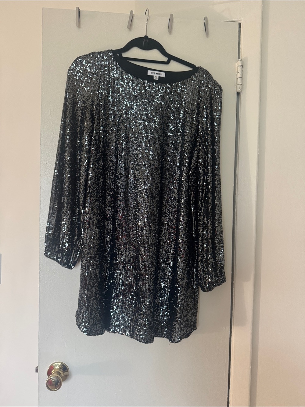 Steve Madden Black Sequin Tunic Top